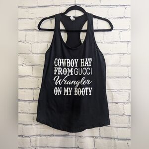 Country Cowgirl Black and White Racerback Tank Top Women's Size Medium Large